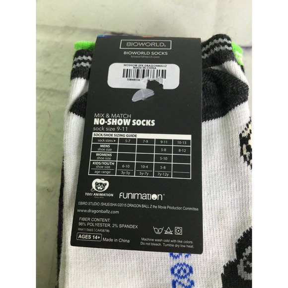 Dragon Ball Z Goku Anime No Show Socks 5 Pair Shoe Size 5-10 Sock Size 9-11 - Picture 8 of 8